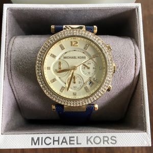 Michael Kors Parker Watch w/ Navy Strap